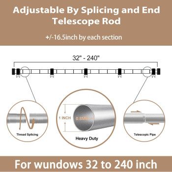 Zeerobee Curtain Rods For Windows 32 To 240 1 Inch Silver Curtain Rod Set Heavy Duty Drapery Rods With Adjustable Curtain Rods