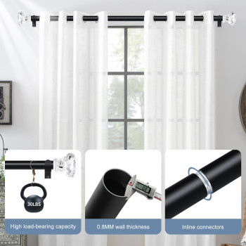 Tvwoo Black Curtain Rods 28 To 48 Inch 34 Inch Adjustable Curtain Rod Set Modern Single Window Curtains Rods Heavy Duty Curtain