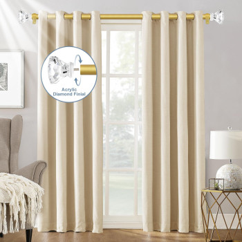 Tvwoo 2 Pack Gold Curtain Rods 28 To 48 Inch 34 Inch Adjustable Curtain Rod Set Modern Single Window Curtains Rods Heavy Duty C