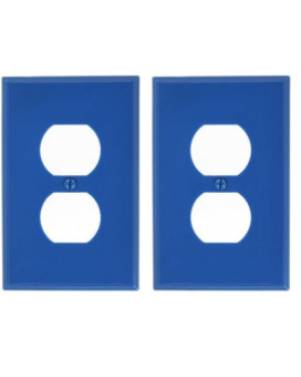 Leviton Pj8Bu 1Gang 1Duplex Midway Nylon Wallplate Midway Size Blue 2 Pack