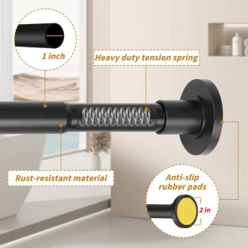 Thestoa Shower Curtain Rod Adjustable 3080 With Holder Antirust Shower Rod Spring Tension Shower Rod No Drill Black Show