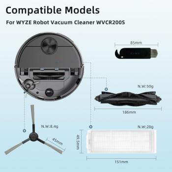 Replacement Parts Compatible With Wyze Robot Vacuum Cleaner Wvcr200S Accessories 2 Main Brushes 6 Hepa Filters 8 Side Brushes