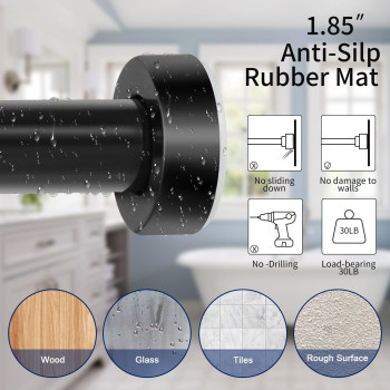 Ynl Tension Curtain Rod Adjustable 3452 Inches Matte Black Antislip Rustresistant Never Collapse No Drill Easy Install