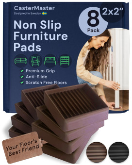 Castermaster Non Slip Furniture Pads Square Rubber Anti Skid Caster Cups Leg Coasters Couch Chair Feet And Bed Stoppers W