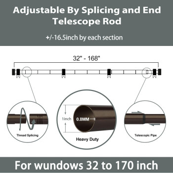 Zeerobee Curtain Rods For Windows 32 To 168 1 Inch Curtain Rod Set Heavy Duty Drapery Rods With Adjustable Curtain Rods Outdo