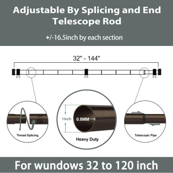 Zeerobee Curtain Rods For Windows 32 To 144 1 Inch Curtain Rod Set Heavy Duty Drapery Rods With Adjustable Curtain Rods Outdo