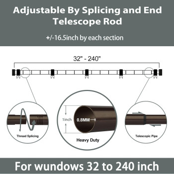 Zeerobee Curtain Rods For Windows 32 To 240 1 Inch Curtain Rod Set Heavy Duty Drapery Rods With Adjustable Curtain Rods Outdo