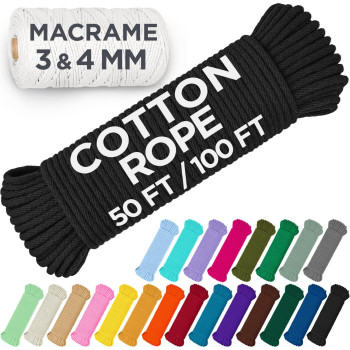 Teceum Cotton Rope 316 5 Mm 50 Ft Strong Allpurpose Braided Rope Natural Cotton For Crafting Amping Clothes Li