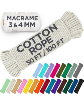 Teceum Cotton Rope 316 5 Mm 100 Ft Strong Allpurpose Braided Rope Natural Cotton For Crafting Amping Clothes L