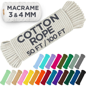 Teceum Cotton Rope 316 5 Mm 100 Ft Strong Allpurpose Braided Rope Natural Cotton For Crafting Amping Clothes L