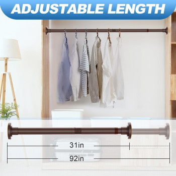 Corklatta Bronze Shower Curtain Rod 31 To 92 Inch 1 Inch Diameter Adjustable Spring Tension Stainless Steel Telescoping Rod Easy