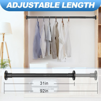 Corklatta Black Shower Curtain Rod 31 To 92 Inch 1 Inch Diameter Adjustable Spring Tension Stainless Steel Telescoping Rod Easy