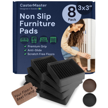 Castermaster Non Slip Furniture Pads Square Rubber Anti Skid Caster Cups Leg Coasters Couch Chair Feet And Bed Stoppers W