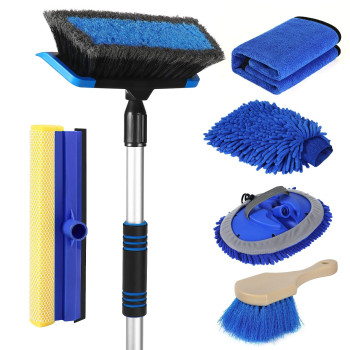 Wontolf 62 Car Wash Brush With Long Handle Scratchfree Soft Bristles Sturdy Car Wash Mop Kit Complete Car Cleaning Brush Ki