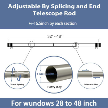 Zeerobee Curtain Rods For Windows 32 To 48 1 Inch Curtain Rod Set Heavy Duty Drapery Rods With Adjustable Curtain Rods Outdoo