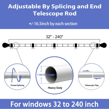 Curtain Rods For Windows 32 To 240 1 Inch Curtain Rod Set Heavy Duty Drapery Rods With Adjustable Curtain Rods Outdoor Curtai