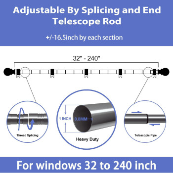 Curtain Rods For Windows 32 To 240 1 Inch Curtain Rod Set Heavy Duty Drapery Rods With Adjustable Curtain Rods Outdoor Curtai