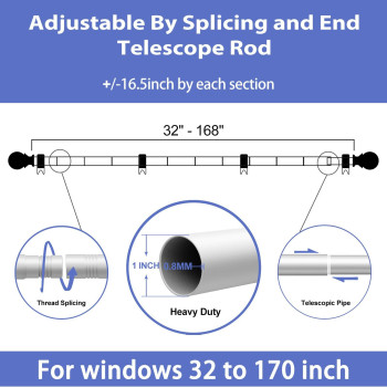 Curtain Rods For Windows 32 To 168 1 Inch Curtain Rod Set Heavy Duty Drapery Rods With Adjustable Curtain Rods Outdoor Curtai