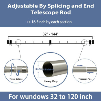 Zeerobee Curtain Rods For Windows 32 To 144 1 Inch Curtain Rod Set Heavy Duty Drapery Rods With Adjustable Curtain Rods Outdo