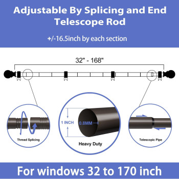 Curtain Rods For Windows 32 To 168 1 Inch Curtain Rod Heavy Duty Drapery Rods With Adjustable Curtain Rods Outdoor Curtain Ro