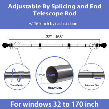 Curtain Rods For Windows 32 To 168 1 Inch Curtain Rod Set Heavy Duty Drapery Rods With Adjustable Curtain Rods Outdoor Curtai