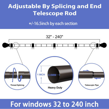 Curtain Rods For Windows 32 To 240 1 Inch Curtain Rod Heavy Duty Drapery Rods With Adjustable Curtain Rods Outdoor Curtain Ro