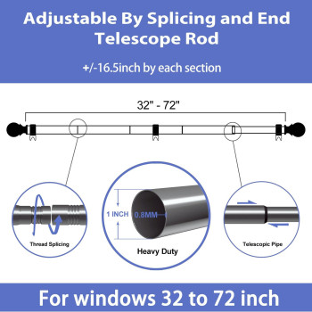 Curtain Rods For Windows 32 To 72 1 Inch Curtain Rod Set Heavy Duty Drapery Rods With Adjustable Curtain Rods Outdoor Curtain