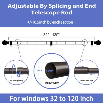 Curtain Rods For Windows 66 To 120 1 Inch Curtain Rod Heavy Duty Drapery Rods With Adjustable Curtain Rods Outdoor Curtain Ro