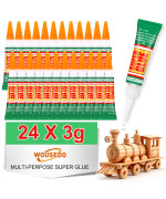 Wousedo 24 X 3G Super Glue Clear Strong Adhesive Super Glue Fast Drying Cyanoacrylate Glue For Wood Rubber Leather Plastic Me