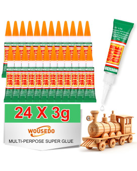 Wousedo 24 X 3G Super Glue Clear Strong Adhesive Super Glue Fast Drying Cyanoacrylate Glue For Wood Rubber Leather Plastic Me