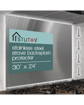 Stutov 30 X 234Stainless Steel Stove Backsplash Splatter Protecter Range Hood Backsplash Wall Guard Four Pre Drilled Holes