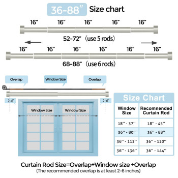 Voiiy 2 Pack Curtain Rods For Windows 48 To 84 Inch47 Feet Silver 1 Diameter Drapery Rods With End Cap Style Design Modern