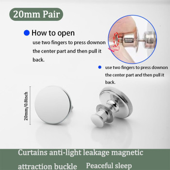 8 Pairs Magnetic Curtain Clips Double Sided Magnetic Suction Curtain Magnets Closure Prevent Light Leaking Keep Curtain Closed F