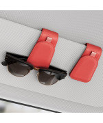 Sotfamily Sunglass Holder For Car Suede Cloth Magnetic Sunglasses Clip For Car Visor Glasses Holder Clip For Car 2 Packs Red