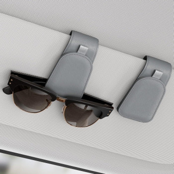 Sotfamily Sunglass Holder For Car Suede Cloth Magnetic Sunglasses Clip For Car Visor Glasses Holder Clip For Car 2 Packs Gra