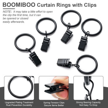 Boomiboo 44 Pack Curtain Rings With Clips Drapery Clips With Rings Hangers Drapes Rings Drapery Rings 1 Inch Fits Up To 58