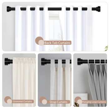 Hei Dear Black Curtain Rods 18 To 60 Inch155Ft 1 Inch Heavy Duty Curtain Rods Adjustable Curtain Rod Set Modern Decorative