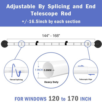 Curtain Rods For Windows 144 To 168 1 Inch Industrial Curtain Rod Wrap Around White Curtain Rods Indooroutdoor Curtain Rod