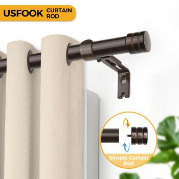 Bronze Curtain Rods For Windows 66 To 144 Inch Usfook 1 Inch Heavy Duty Curtain Rod Splicing Drapery Rods With Cap Finial