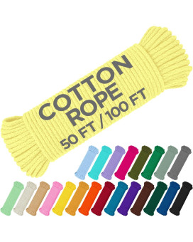 Teceum Cotton Rope 316 5 Mm 50 Ft Strong Allpurpose Braided Rope Natural Cotton For Crafting Amping Clothes Li