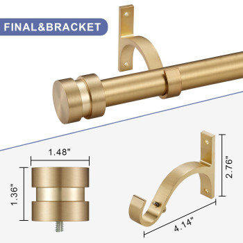 2 Pack Single Curtain Rods 1Inch Diameter Telescoping Drapery Window Curtain Rod 4884Inch47Ft Rod Length Warm Gold