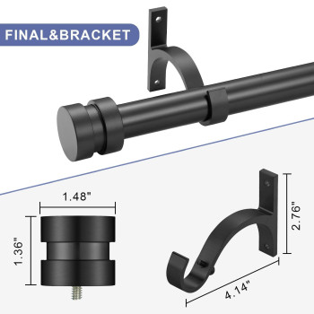 2 Pack Single Curtain Rods 1Inch Diameter Telescoping Drapery Window Curtain Rod 1628Inch1323Ft Rod Length Matte Black