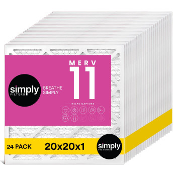 Simply Filters 20X20X1 Merv 11 Mpr 1000 Air Filter 24 Pack Actual Size 1975X1975X075 Hvac Ac Furnace Air Pleat