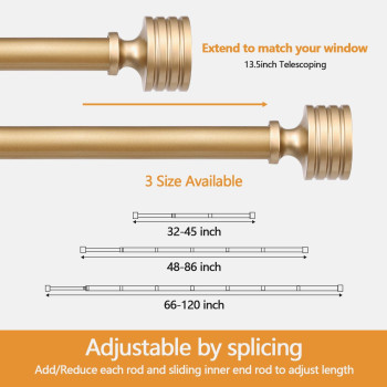 Gold Extra Long Curtain Rods For Windows 72 To 144 Inches 1Inch Diameter Heavy Duty Curtain Rods Adjustable Single Window Cur