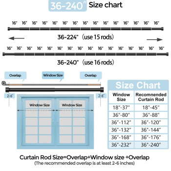 Black Curtain Rods For Windows 170 To 240 Inch320 Feet Extra Long Drapery Rod For Large Window 1 Diameter Rods With Modern