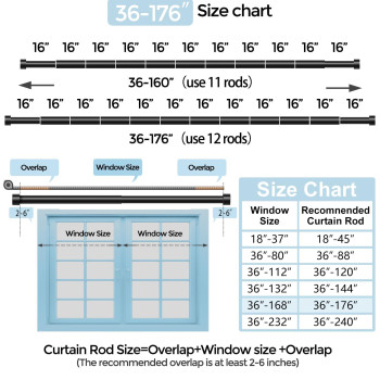 Black Curtain Rods For Windows 120 To 170 Inch314 Feet Extra Long Drapery Rod For Large Window 1 Diameter Rods With Modern