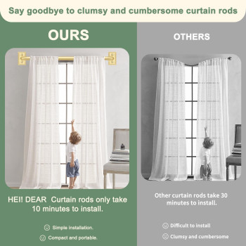 Hei Dear Curtain Rods 2 Pack Gold Curtain Rod Blackout Curtain Rod Wrap Around Curtain Rod Curtain Rods For Windows 28 To 48 In