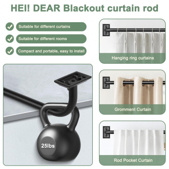 Hei Dear Curtain Rods Black Curtain Rod Blackout Curtain Rod Wrap Around Curtain Rod Curtain Rods For Windows 28 To 60 58