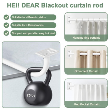 Hei Dear Curtain Rods White Curtain Rod Blackout Curtain Rod Wrap Around Curtain Rod Curtain Rods For Windows 28 To 60 58