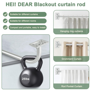 Heidear Curtain Rods Silver Curtain Rod Blackout Curtain Rod Wrap Around Curtain Rod Curtain Rods For Windows 28 To 48 58